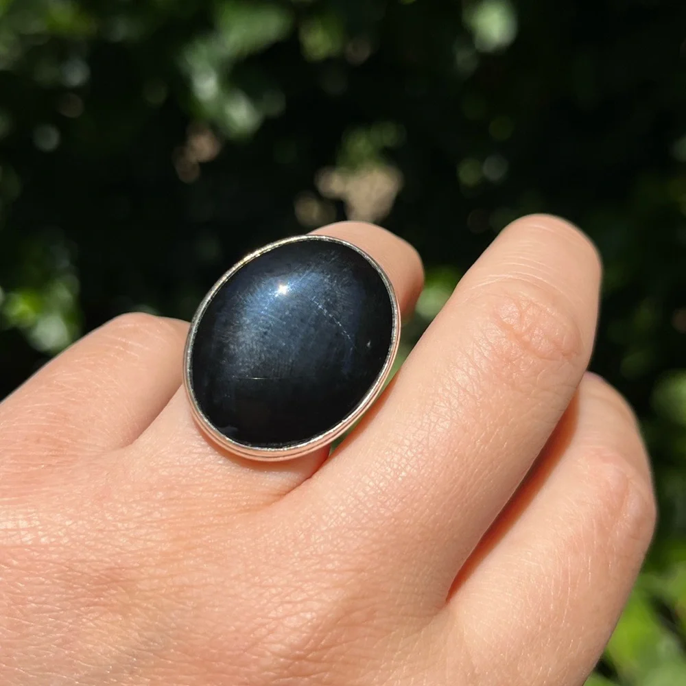 Size 6 925 silver‎ plated black onyx ring